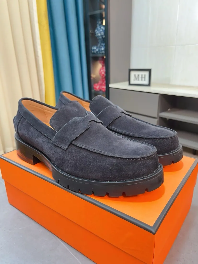 Men's shoes 💰458🌹🌹Niuli "HERMES" Hermès business leather shoes, original factory configuration, original imported frosted cowhide upper + luxury hardware logo + fully imported original customized cowhide lining, sole: rubber wear-resistant outsole, difficult craftsmanship, original factory follow-up goods, 🔍🔍high quality code number: 38-44 45 can be customized